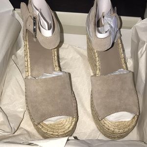 Marc Fisher Taupe Suede Wedges - never worn